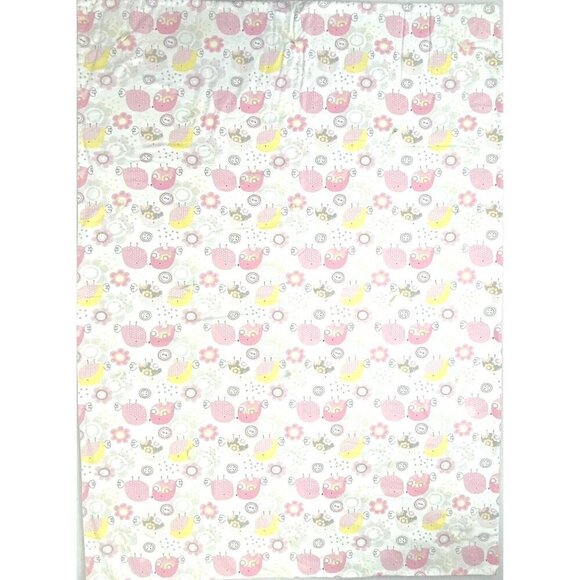 Crib Quilt Handmade Baby Birds Cotton Fabrics Patchwork 32 x 43 Pink Yellow - Picture 6 of 6